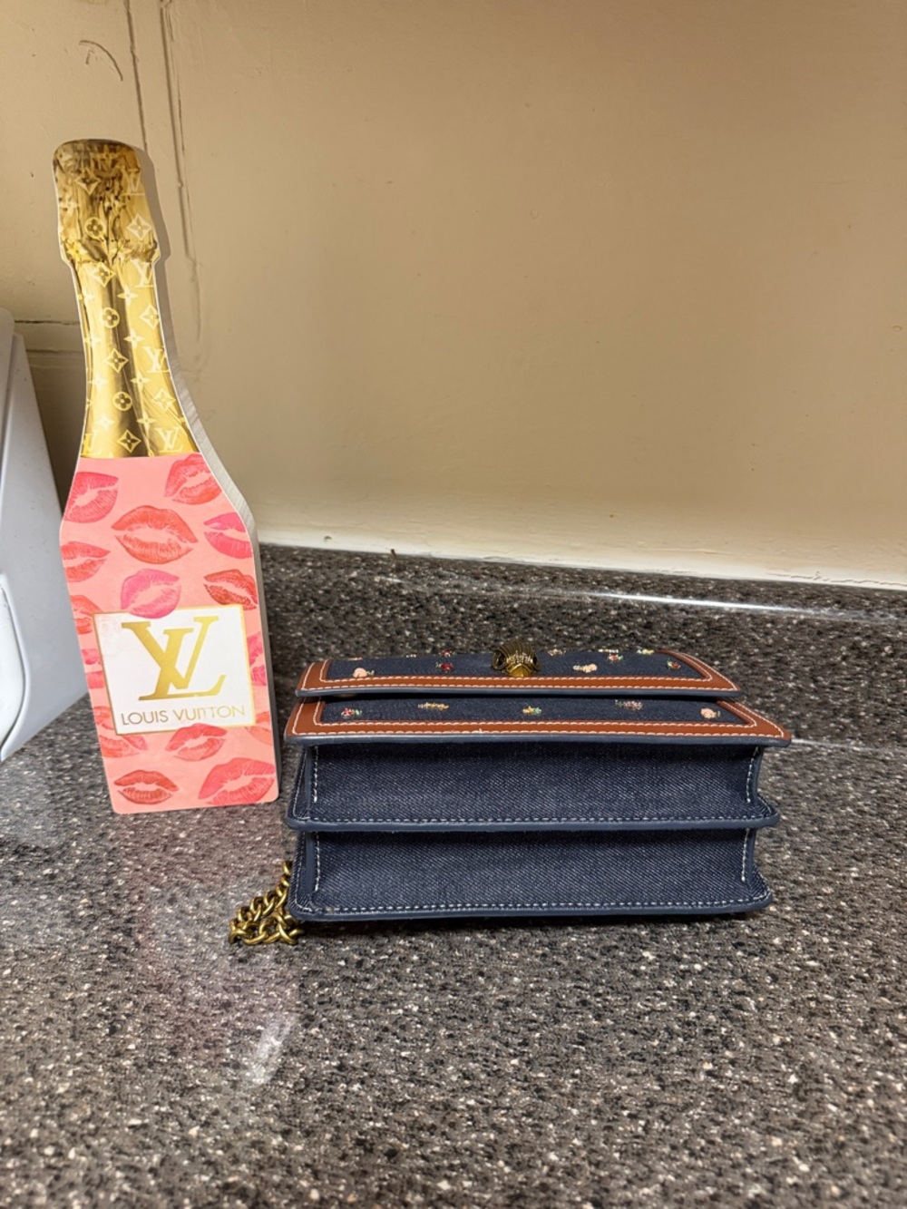 Kurt Geiger The Shoreditch Denim jeweled bag. Like New Rare - Picture 6 of 6